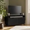 Fluted Corner TV Stand - 43” Corner Entertainment Center with Storage - Corner Media Console Table for Living Room and Bedrooms - Supports 32 to 50" TVs - Soft Close Hinges (Black)